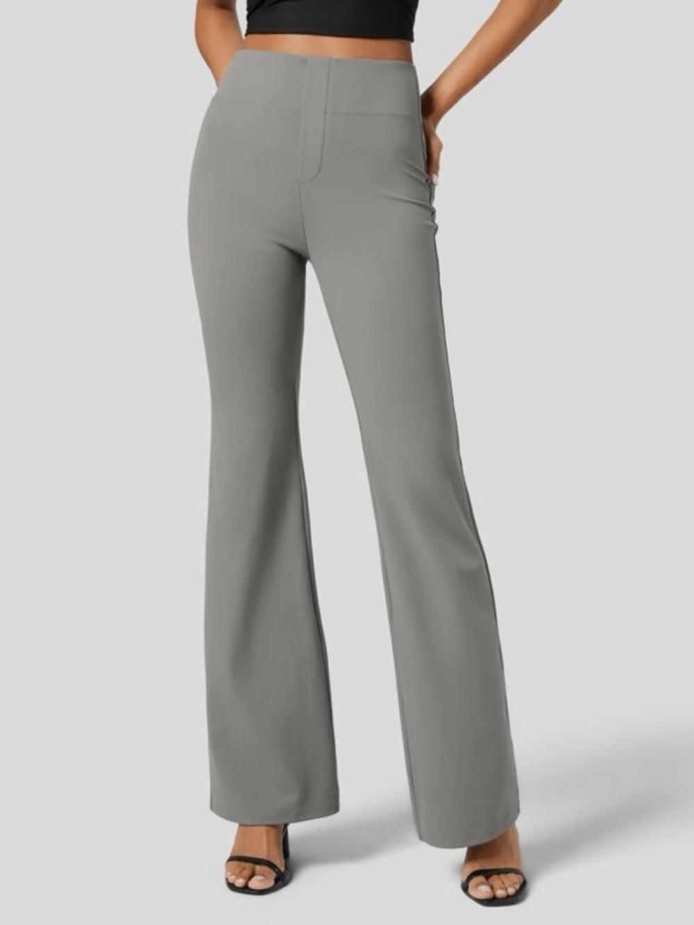 Halara Grey Flex High-Waisted Back Flare Work Pants